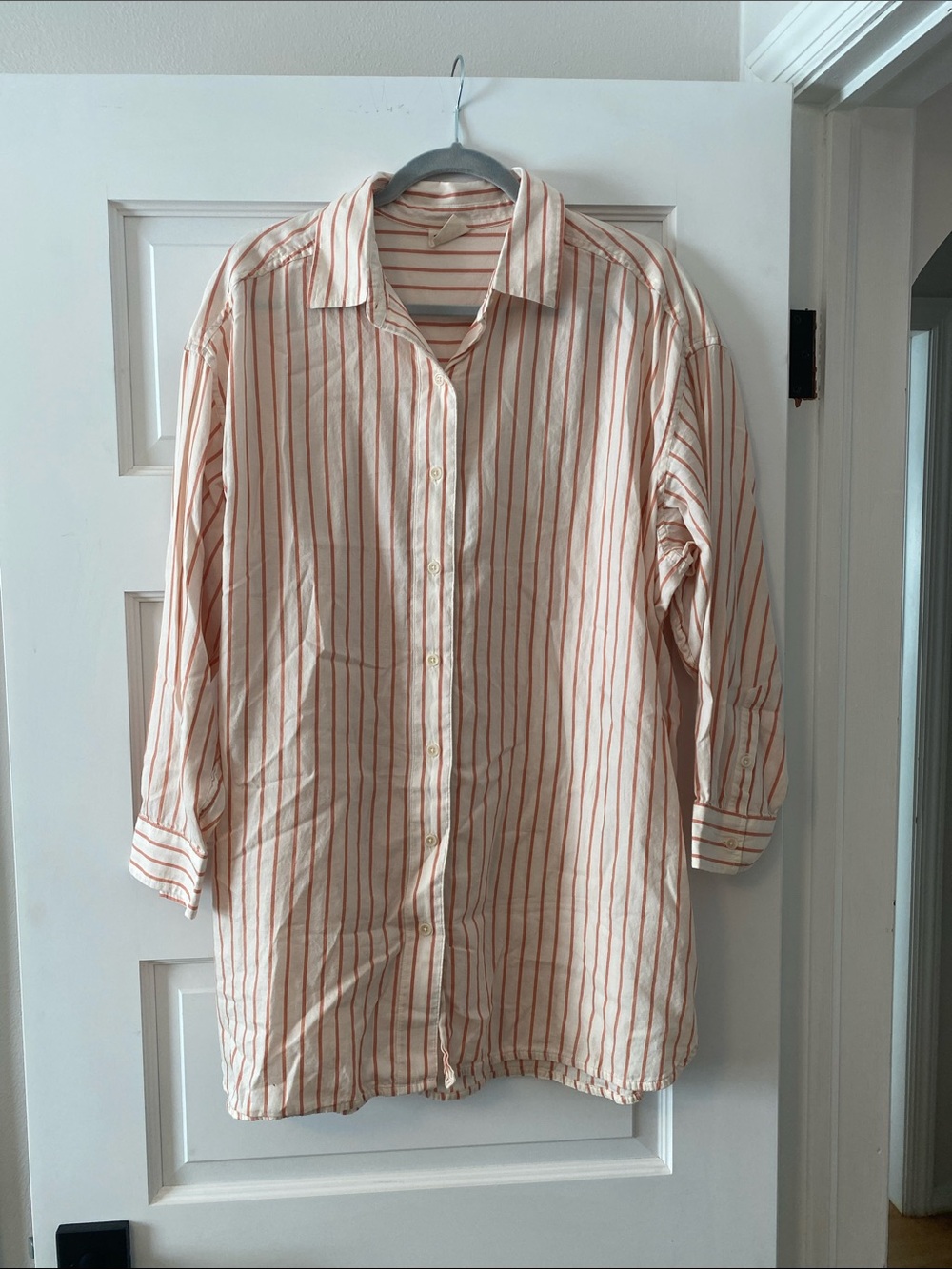 Pact Striped Peach Button-Up Women’s Shirt